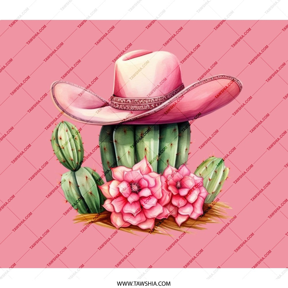 Cactus Backpack, Pink Cowboy Hat Art, Desert Floral Rucksack, Western Style Bookbag, Trendy Travel Bag, Cool Student Backpack - Tawshia
