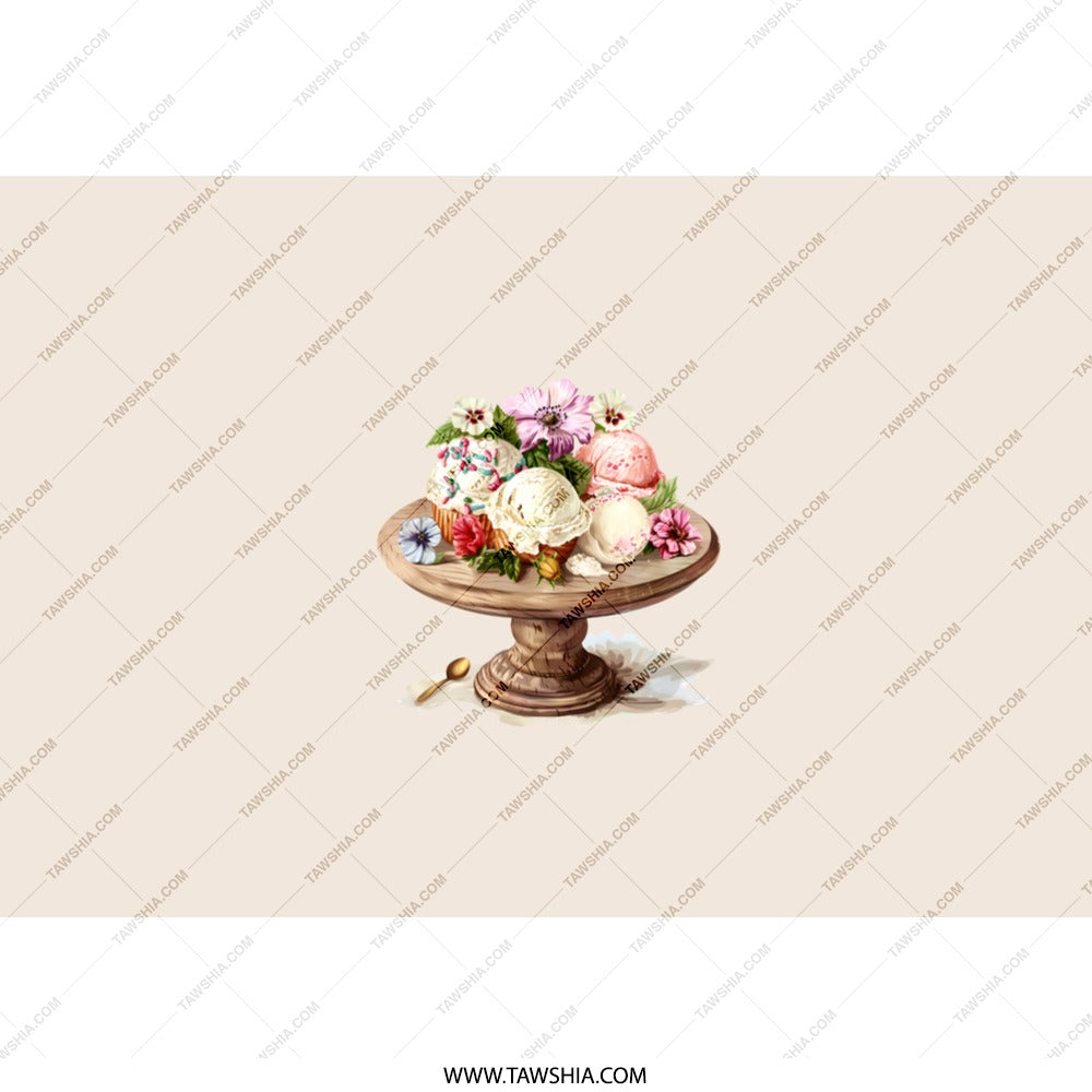 Ice Cream Tumbler, Dessert Lover Gift, Foodie Tumbler, Floral Tumbler, Unique Tumbler, Summer Drinkware, Gift For Her, Cute Tumbler - Tawshia