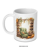 Cozy Fall Mug, Autumn Reading Nook, Pumpkin Season Decor, Book Lover Gift, Warm Drink Mug (115 characters) - Tawshia
