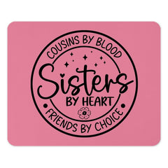 Cousins by Blood Sisters by Heart Mouse Pad, Friends by Choice Desk Accessory, Gift for Sister Cousin, Pink Floral Computer Mat - Tawshia