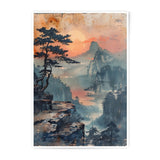 Zen Mountain Photographic Print, Japanese Art, Asian Landscape, Pine Tree Art, Sunset Artwork, Wall Decor, Fine Art Print - Tawshia