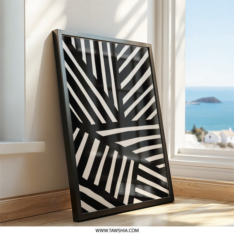 Abstract Wall Art, Black and White Print, Modern Art Poster, Geometric Stripes Artwork, Minimalist Home Decor, Unique Design Print - Tawshia