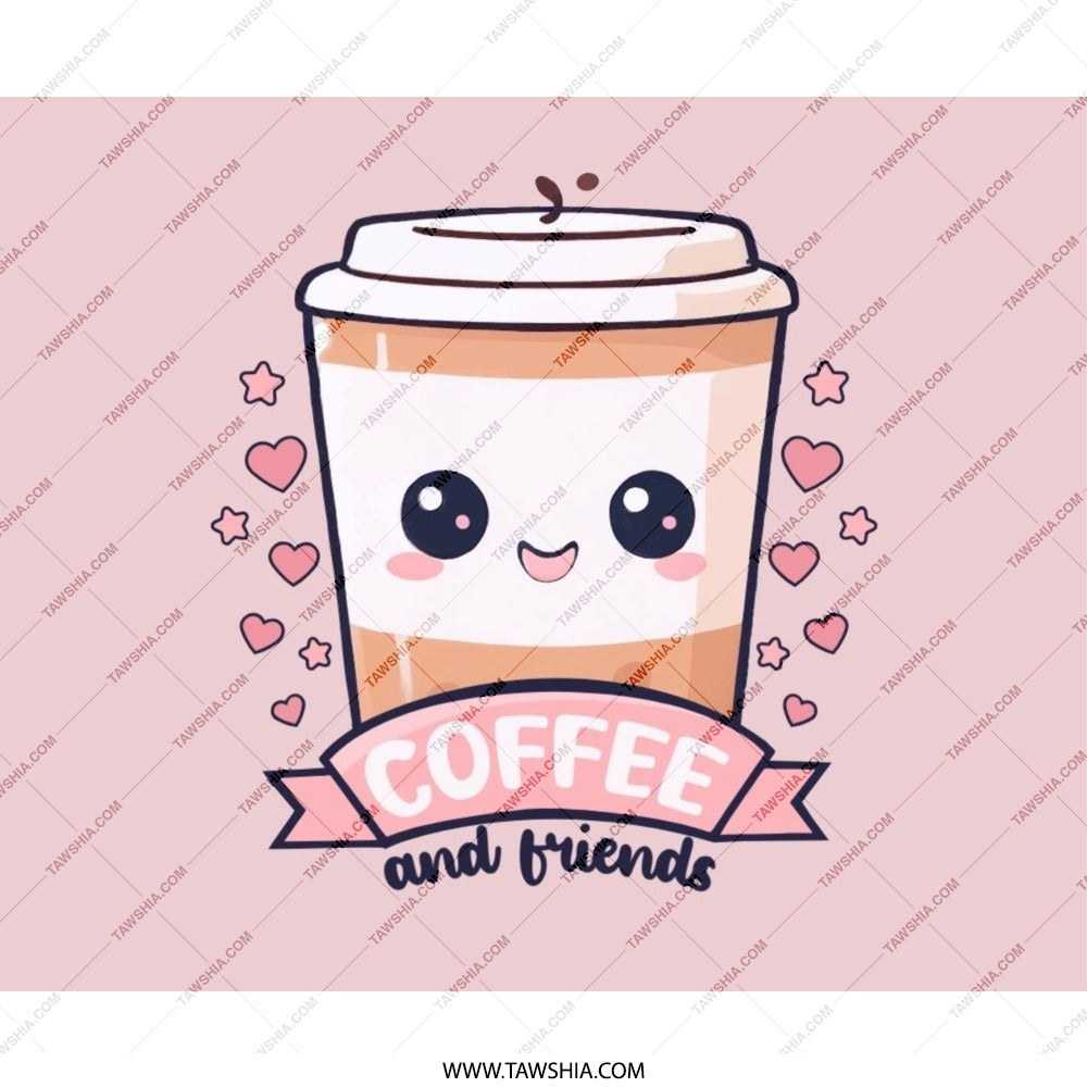 Kawaii Coffee Mouse Pad, Cute Coffee Cup, Coffee and Friends, Pink Mousepad, Desk Decor, Office Gift, Gamer Mouse Pad - Tawshia