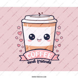 Kawaii Coffee Mouse Pad, Cute Coffee Cup, Coffee and Friends, Pink Mousepad, Desk Decor, Office Gift, Gamer Mouse Pad - Tawshia