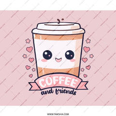 Kawaii Coffee Mouse Pad, Cute Coffee Cup, Coffee and Friends, Pink Mousepad, Desk Decor, Office Gift, Gamer Mouse Pad - Tawshia