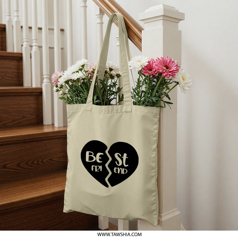 Best Friend Tote Bag, BFF Gift, Friendship Gift, Soul Sister, Gift for Bestie, Heart Tote, Cute Tote, Unique Friend Gift - Tawshia