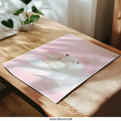 Bunny Photographic Prints, Rabbit on Cloud Art, Pink Nursery Decor, Cute Animal Prints, Baby Girl Room Art, Watercolor Bunny Print - Tawshia