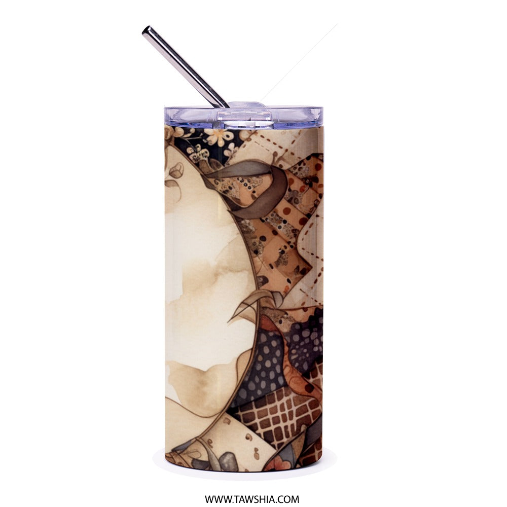Floral Tumbler with Straw, Aesthetic Tumbler, Stylish Tumbler, Trendy Tumbler, Flower Tumbler, Unique Tumbler Design, Artistic Tumbler - Tawshia