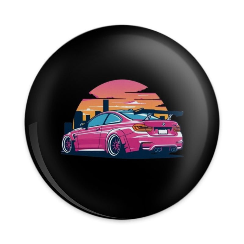 Pink Bmw Pinback Button, Tuned Car Button, Car Lover Gift, Retro Sunset Button, Trendy Button, Cool Button, Gift Idea, Aesthetic Button - Tawshia