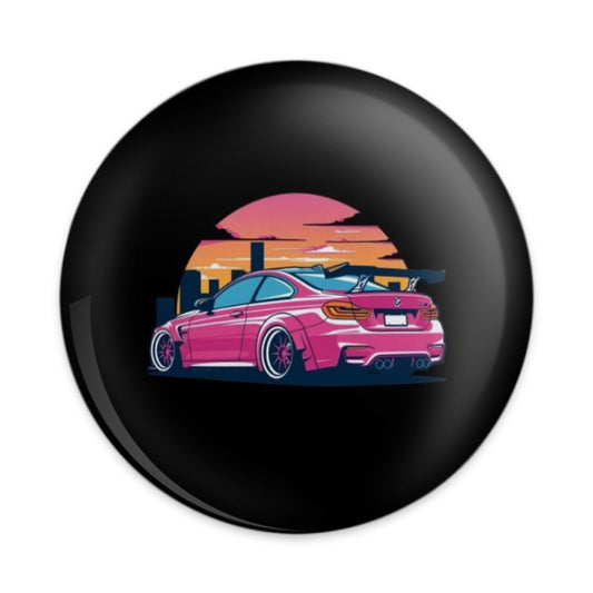 Pink Bmw Pinback Button, Tuned Car Button, Car Lover Gift, Retro Sunset Button, Trendy Button, Cool Button, Gift Idea, Aesthetic Button - Tawshia