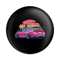 Pink Bmw Pinback Button, Tuned Car Button, Car Lover Gift, Retro Sunset Button, Trendy Button, Cool Button, Gift Idea, Aesthetic Button - Tawshia