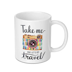Travel Mug, Vintage Camera Mug, Take Me Travel, Photography Lover Gift, Adventure Mug, Wanderlust Mug, Gift for Traveler, Gift for Her - Tawshia