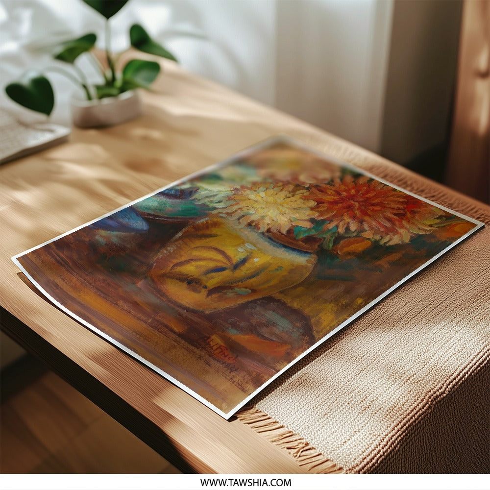 Floral Still Life Photographic Print, Flower Bouquet Art Print, Antique Vase Home Decor, Impressionist Style Wall Art, Fine Art Print - Tawshia