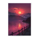 Mountain Lake Sunset Photographic Print, Pink Sky Art, Landscape Photography, Wall Decor, Scenic Print, Nature Lover Gift - Tawshia