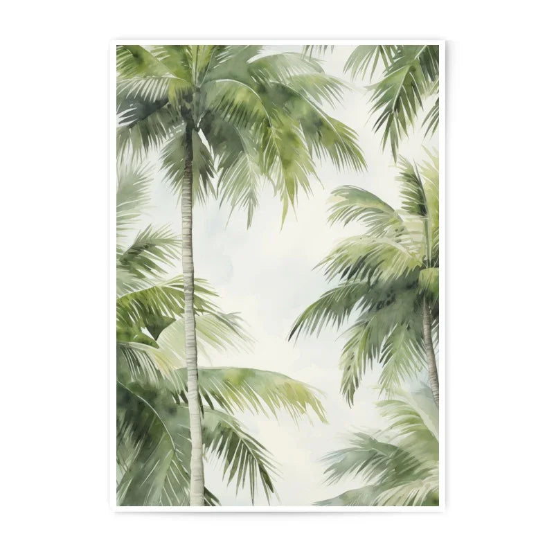 Palm Tree Photographic Print, Tropical Wall Art, Watercolor Palm Trees, Coastal Decor, Summer Vibes, Beach House Art, Nature Photography - Tawshia