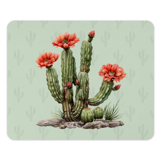 Blooming Cactus Mouse Pad, Desert Flower Art, Botanical Desk Decor, Southwest Home Office Gift, Floral Computer Accessory - Tawshia