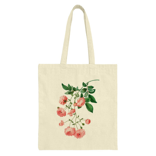 Floral Tote Bag, Pink Rose Tote, Botanical Art Bag, Vintage Flower Tote, Cottagecore Aesthetic Bag, Gift for Her, Everyday Tote Bag, Book - Tawshia