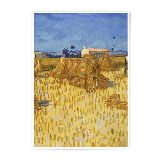 Wheatfield with Stacks Photographic Print, Van Gogh Fine Art, Famous Painting Photography, Farmhouse Decor, Landscape Wall Art - Tawshia