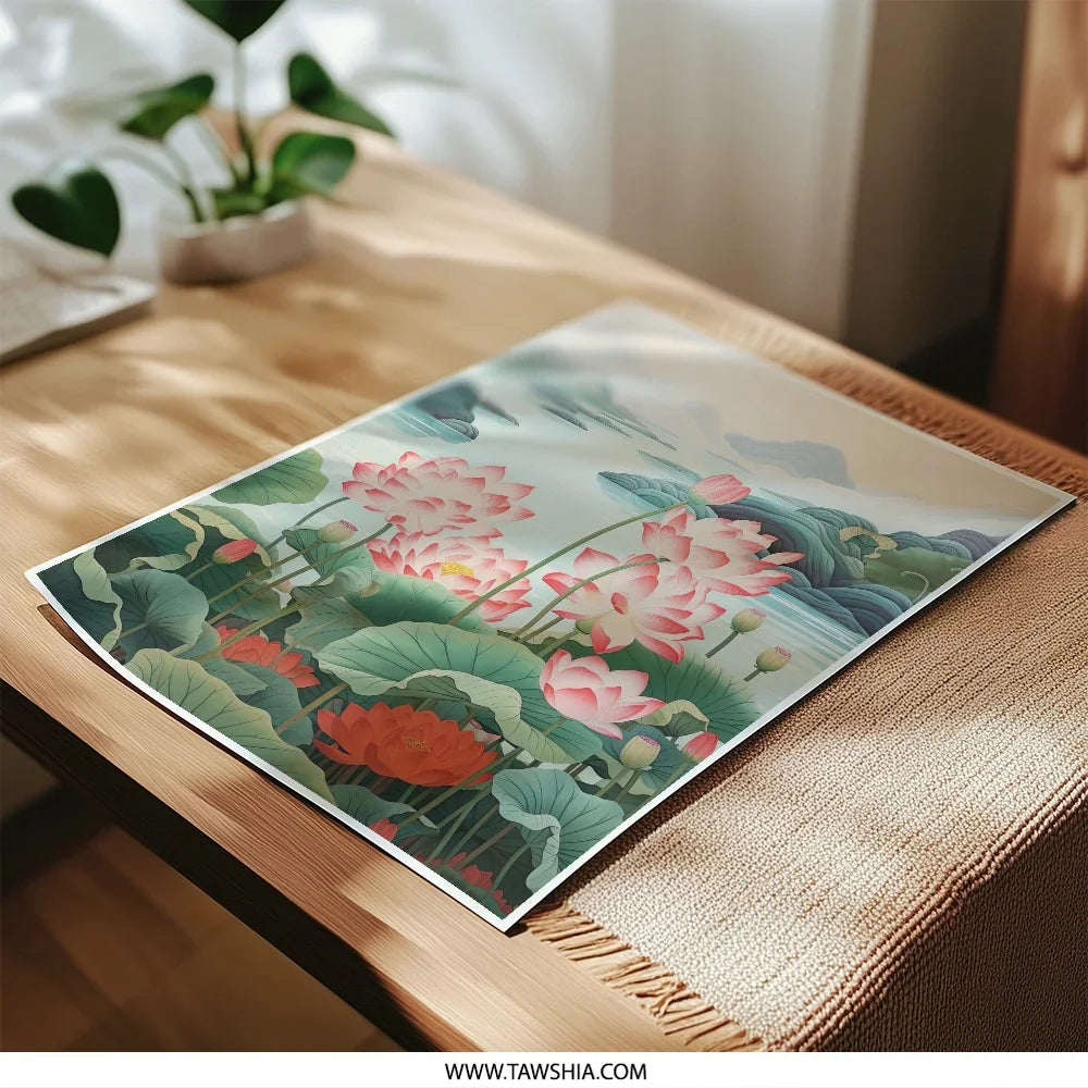 Lotus Photographic Print, Floral Wall Art, Asian Inspired Decor, Botanical Print, Lotus Pond Landscape, Nature Photography, Flower Art - Tawshia