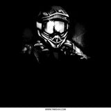 Striking Black and White Dirt Bike Rider Art Print product type