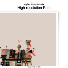 Quirky House Photographic Prints, Whimsical Home Art, Unique Architecture, Bird Art, Colorful Townhouse, Wall Decor, Gift Idea - Tawshia