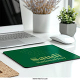 Saudi National Day Mouse Pad, Kingdom Map, Geometric Design, Green, Desk Decor, Unique Gift, Office Accessory, Gaming Mousepad - Tawshia