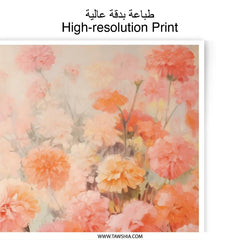 Floral Photographic Print, Garden Flowers Art, Peach Blossom Decor, Springtime Bouquet Print, Romantic Floral Wall Art, Botanical Wall Art - Tawshia