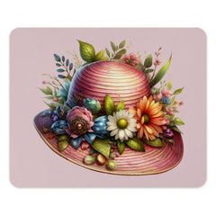 Floral Hat Mouse Pad, Elegant Desk Decor, Cute Office Gift, Artistic Computer Accessory, Stylish Workspace Essential - Tawshia