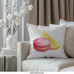 Macaron Pillow, Lemon Slice Art, Foodie Home Decor, Watercolor Pillow, Sweet Treat Cushion, Kitchen Accent Pillow, Dessert Lover Gift - Tawshia