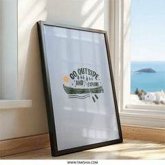 Go Outside Explore Framed Wall Art, Adventure Artwork, Outdoorsy Decor, Cabin Decor, Nature Lover Gift, Rustic Wall Art, Housewarming Gift - Tawshia