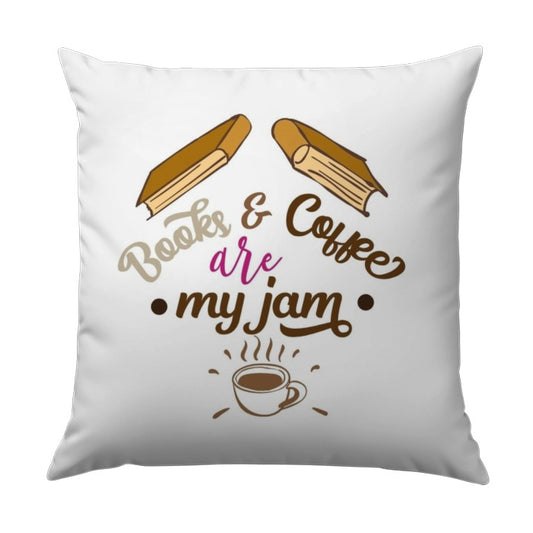 Books and Coffee Jam Pillow, Reader Gift, Coffee Lover Cushion, Bookworm Decor, Cozy Home, Novel Fan Gift, Literary Throw Pillow - Tawshia