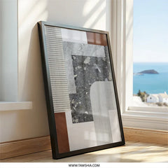 Modern Abstract Wall Art, Geometric Shapes Print, Stone Texture Artwork, Contemporary Home Decor, Minimalist Design Poster - Tawshia