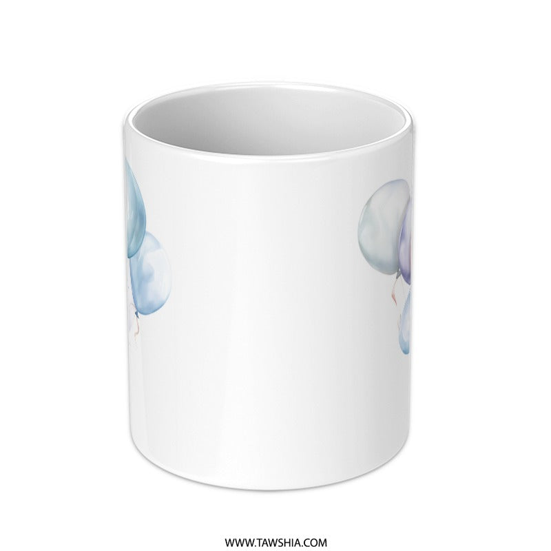 Balloons Mug, Watercolor Balloons Design, Party Mug, Celebration Mug, Birthday Mug, Pastel Balloons Mug, Unique Mug, Gift Mug - Tawshia