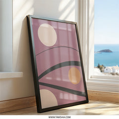 Modern Abstract Wall Art, Geometric Shapes Print, Minimalist Home Decor, Circle Art, Contemporary Artwork, Pink Mauve Wall Decor - Tawshia