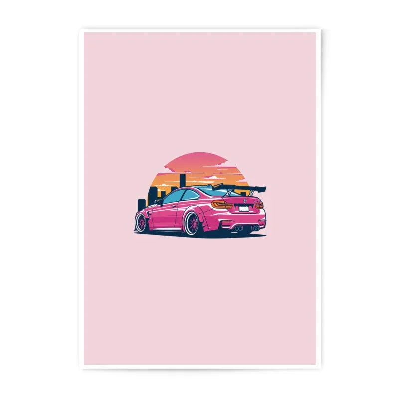 Pink BMW Art Photographic Prints, Car Poster, Automotive Decor, Sportscar Print, Racing Gift, Auto Artwork, Car Enthusiast Gifts - Tawshia