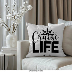 Cruise Life Pillow, Nautical Home Decor, Vacation Pillow, Ocean Lover Gift, Sailing Throw Pillow, Boat Wheel Cushion, Cruise Addict Gift - Tawshia