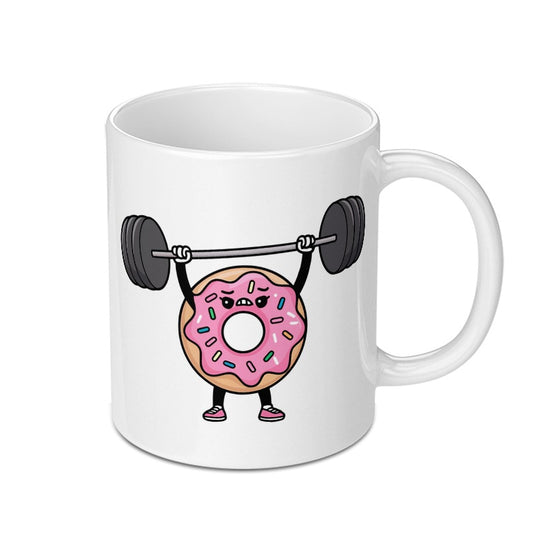Funny Donut Mug, Weightlifting Mug, Gym Mug, Coffee Mug, Cute Mug, Gift for Gym Lover, Unique Mugs, Novelty Mugs, Ceramic Mug - Tawshia