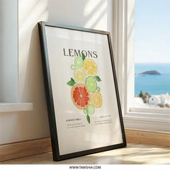 Lemon Wall Art, Citrus Print, Kitchen Decor, Fruit Art Print, Modern Home Decor, Botanical Wall Art, Refreshing Artwork - Tawshia