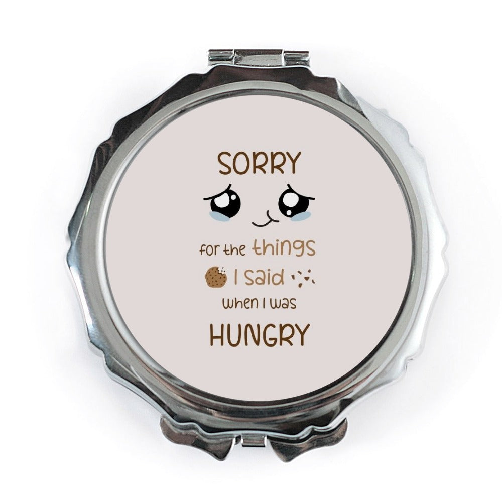 Sorry When Hungry Pocket Mirror, Funny Mirror, Cute Face Mirror, Hangry Gift, Snacking, Foodie Gift, Pocket Makeup Mirror, Unique Gifts - Tawshia