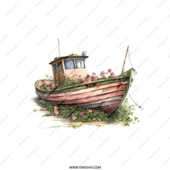 Floral Boat Tote Bag, Unique Design, Beach Lover Gift, Nature Inspired Tote, Artistic Tote Bag, Everyday Bag, Market Bag, Gift for Her - Tawshia