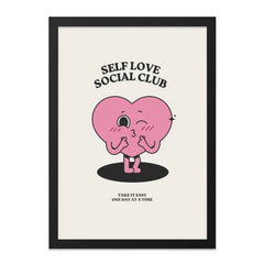 Self Love Social Club Wall Art, Heart Poster, Cute Home Decor, Positive Affirmation Print, Trendy Wall Hanging, Valentines Day Gift - Tawshia
