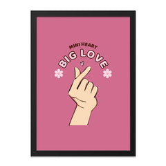 Mini Heart Big Love Wall Art, K Pop Art, Heart Gesture Print, Pink Wall Decor, Trendy Wall Art - Tawshia