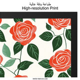 Red Rose Floral Wall Art, Botanical Print, Flower Artwork, Modern Home Decor, Trendy Poster, Wall Decor, Aesthetic Room Decor - Tawshia