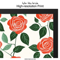Red Rose Floral Wall Art, Botanical Print, Flower Artwork, Modern Home Decor, Trendy Poster, Wall Decor, Aesthetic Room Decor - Tawshia