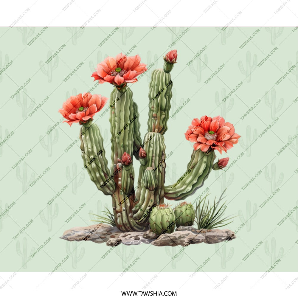Blooming Cactus Mouse Pad, Desert Flower Art, Botanical Desk Decor, Southwest Home Office Gift, Floral Computer Accessory - Tawshia