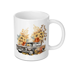 Vintage Car Mug, Sunflower Mug, Classic Car Lover Gift, Automotive Mug, Car Art Mug, Gifts for Him, Her, Car Enthusiast, Coffee Cup - Tawshia