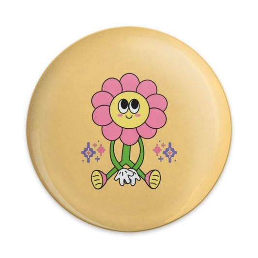 Retro Flower Pinback Button, Groovy Cartoon Flower, 70s Style Flower, Cute Flower Pin, Trendy Flower Button, Floral Pin Button - Tawshia