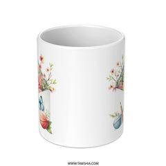 Floral Mail Mug, Butterfly Mug, Yarn Ball Mug, Flower Mug, Floral Envelope Mug, Cute Mug, Coffee Mug, Tea Mug, Gift Mug, Unique Mugs - Tawshia