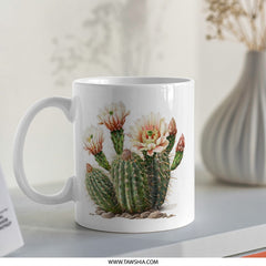 Cactus Flower Mug, Botanical Plant Art, Floral Design Mug, Desert Plant Mug, Garden Lover Gift, Unique Mug Gift, Spring Decor Mug - Tawshia