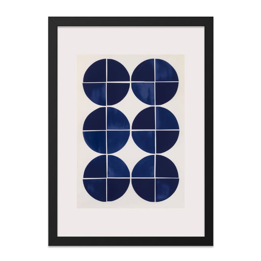 Navy Circles Wall Art, Geometric Print, Minimalist Decor, Modern Art, Wall Decor, Framed Art, Home Decor, Abstract Art, Circle Design - Tawshia
